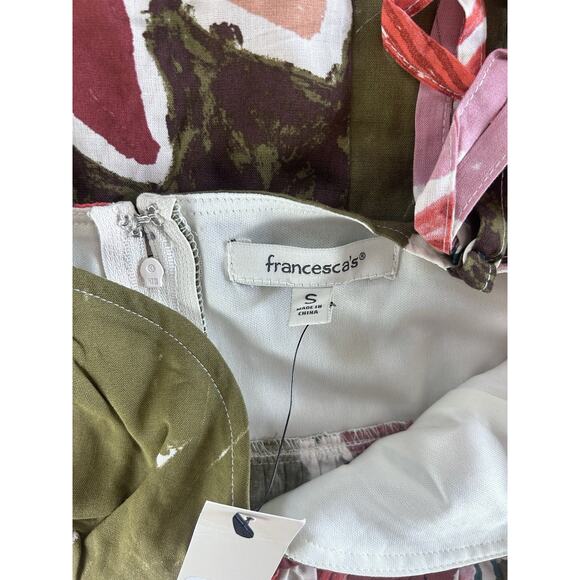 Francescas Maxi Dress Womens Small Pink Green Linen Blend Floral Mara Palm Print - Picture 3 of 13